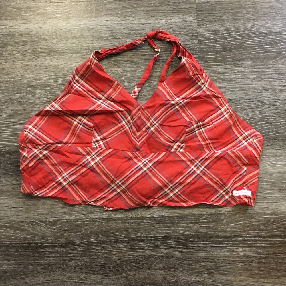 Abercrombie orange plaid halter top